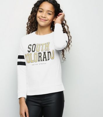 Girls White South Colorado Slogan Sweatshirt