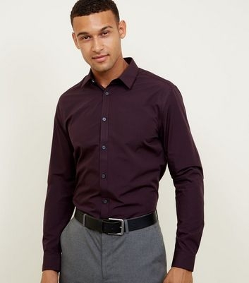 Burgundy Long Sleeve Poplin Shirt