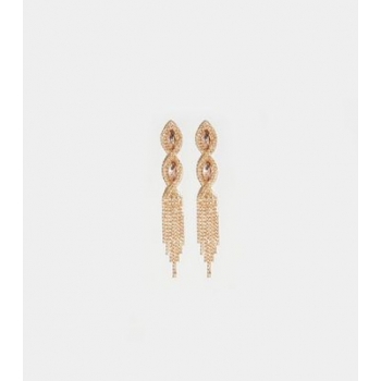 Tan Premium Gem Twist Chandelier Earrings