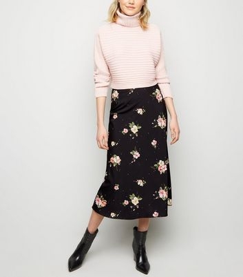 Black Floral Midi Skirt