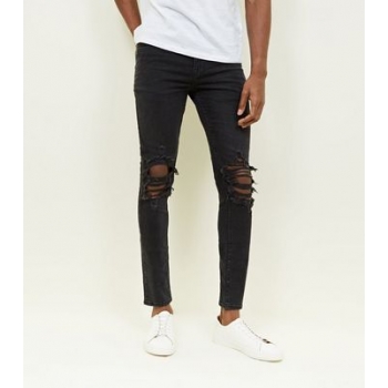 Black Washed Ripped Knee Skinny Jeans