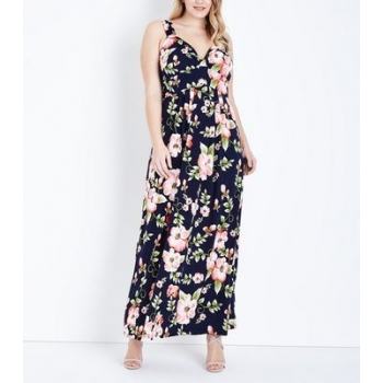 Mela Curves Blue Floral Print Maxi Dress