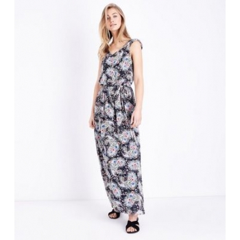 Mela Blue Floral Paisley Print Maxi Dress