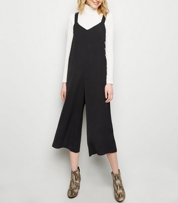 Black Button Side Cropped Jumpsuit