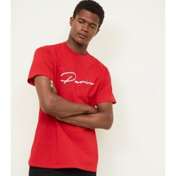 Red 'Paris Slogan Crew Neck T-Shirt