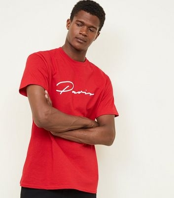 Red 'Paris Slogan Crew Neck T-Shirt