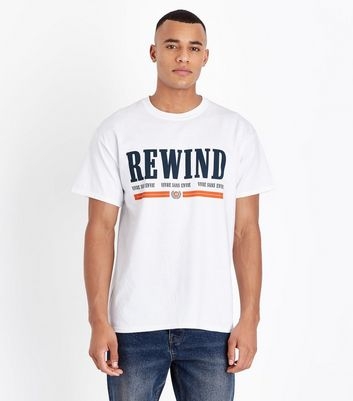 White Rewind Slogan T-Shirt