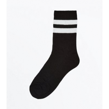 Black Sports Stripe Socks