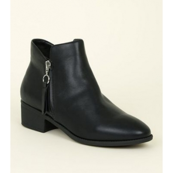 Black Zip Side Western Ankle Boots