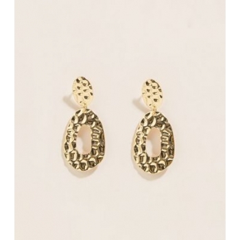 WANTED Gold Hammered Drop Oval Earrings