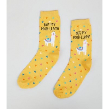 Yellow Not My Prob-Llama Slogan Socks