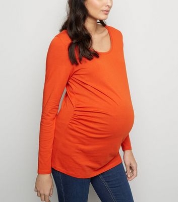 Maternity Bright Orange Long Sleeve Top