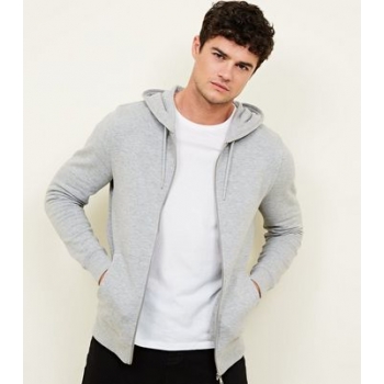 Grey Marl Zip Through Hoodie