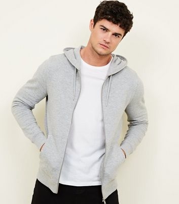 Grey Marl Zip Through Hoodie