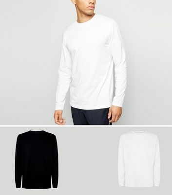 2 Pack Black and White Long Sleeve T-Shirts