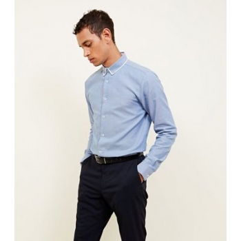 Navy Textured Double Collared Shirt