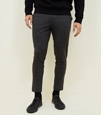 Dark Grey Check Skinny Fit Trousers