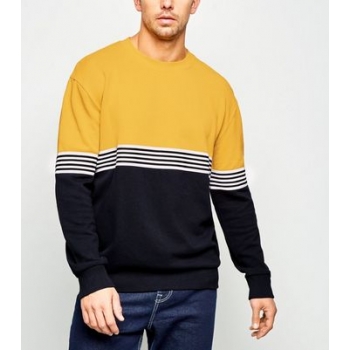 Yellow Tape Stripe Colour Block Sweatshirt