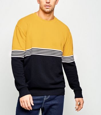 Yellow Tape Stripe Colour Block Sweatshirt