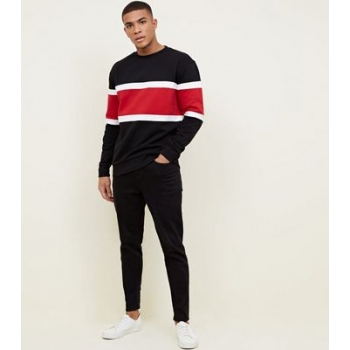 Black Colour Block Crew Neck Sweatshirt