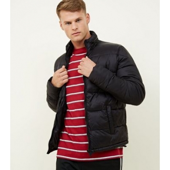 Black Funnel Neck Puffer Jacket