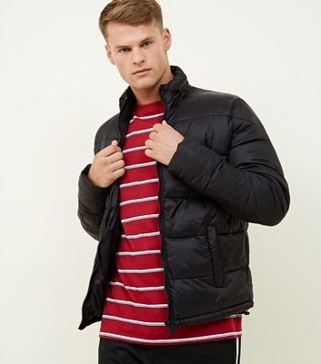 Black Funnel Neck Puffer Jacket