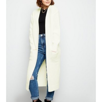 Cream Pocket Side Midi Cardigan