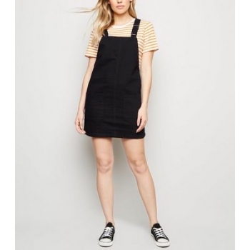 Black Buckle Denim Pinafore Dress