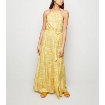 Yellow Tie Dye Halterneck Maxi Dress