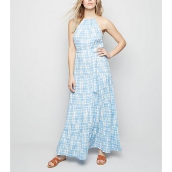 Blue Tie Dye Halterneck Maxi Dress