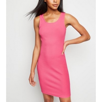 Bright Pink Neon Ribbed Bodycon Dress