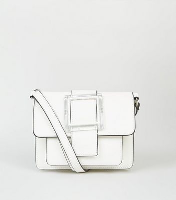 White Clear Buckle Cross Body Bag