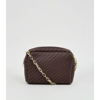 Brown Woven Cross Body Bag