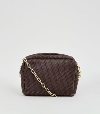 Brown Woven Cross Body Bag