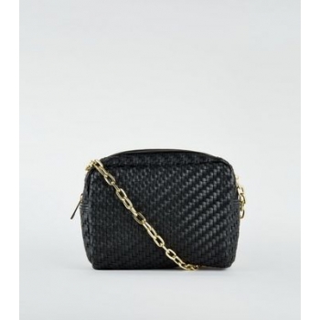 Black Woven Cross Body Bag