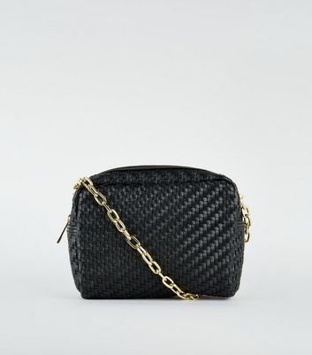 Black Woven Cross Body Bag