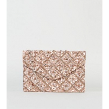 Rose Gold Sequin Bead Clutch Bag