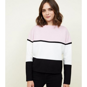 Pale Pink Colour Block Jumper