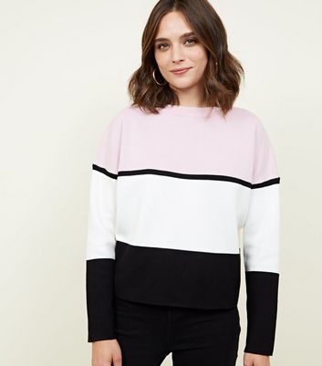 Pale Pink Colour Block Jumper