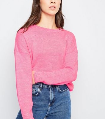 Bright Pink Neon Twist Slouchy Jumper