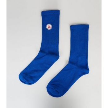 Bright Blue LA Embroidered Socks