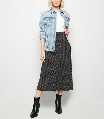 JDY Black Polka Dot Midi Skirt