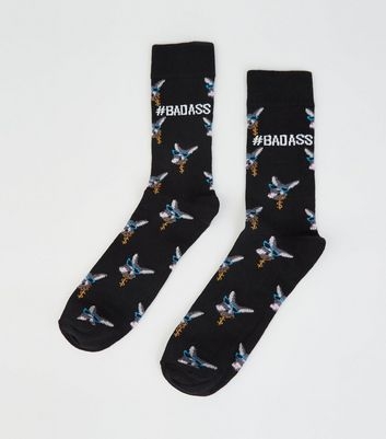 Black Badass Slogan Donkey Socks