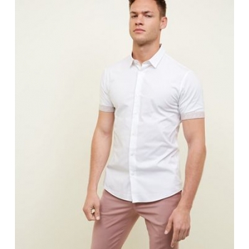 White Roll Sleeve Trim Shirt