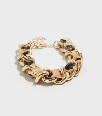 Gold Leopard Print Threaded Bracelet