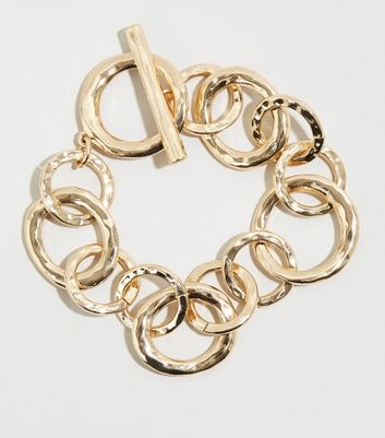 Gold Hammered Matte Chain Bracelet