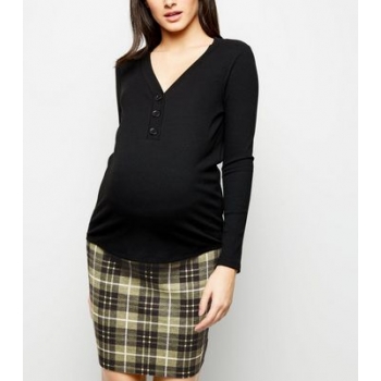 Maternity Yellow Check Jersey Tube Skirt