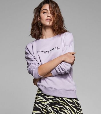 Lilac Living My Best Life Slogan Sweatshirt