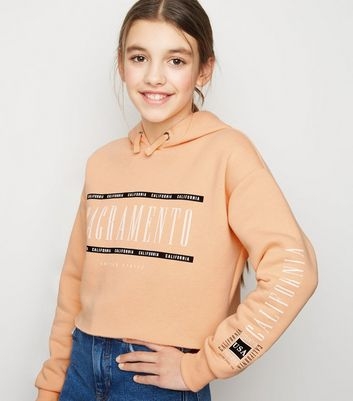 Girls Coral Sacramento Slogan Hoodie