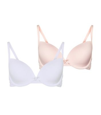 Girls 2 Pack Pale Pink T-Shirt Bras